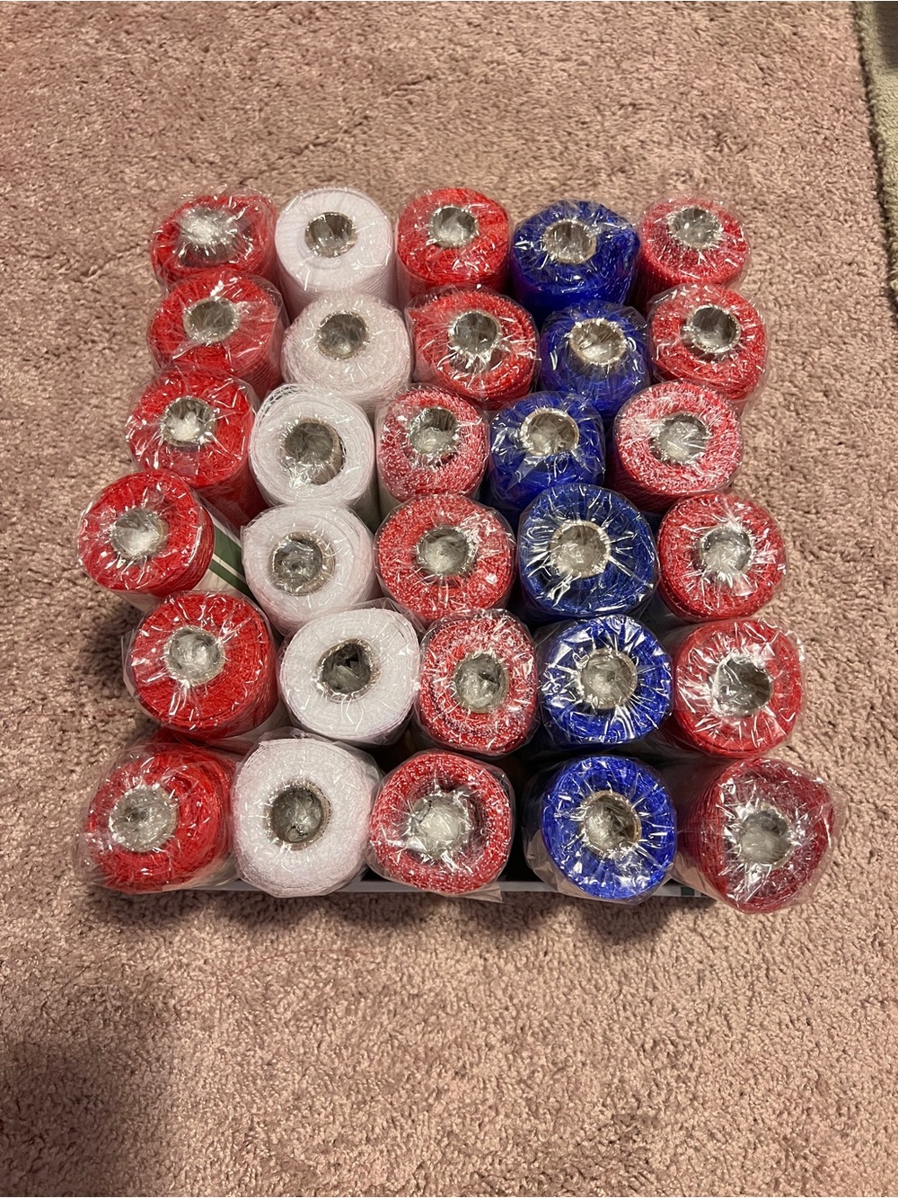 30 Floral Garden Decorative Mesh Rolls - Red White Blue - Picture 2 of 2